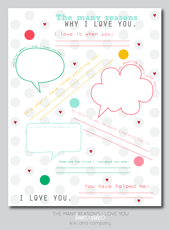 The many reasons why I love you LOVE NOTE {Free Printable} Kiki & Company