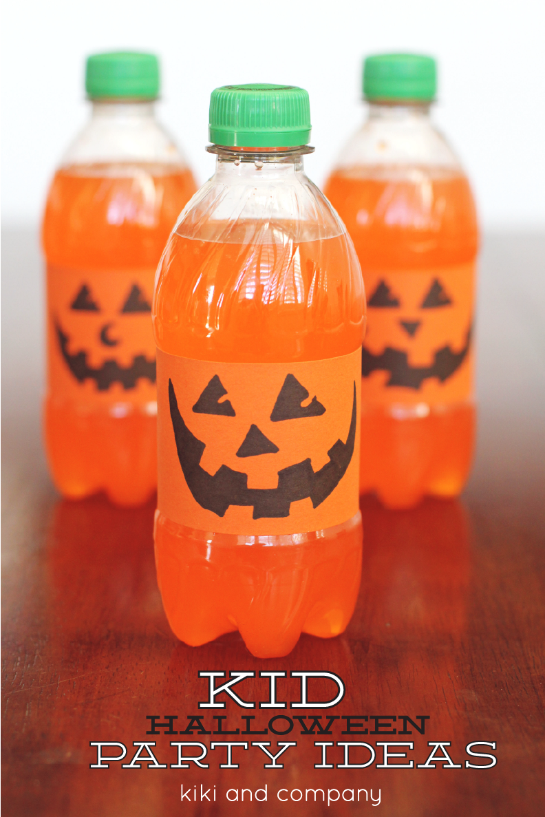 Orange Pumpkin drinks Halloween idea {tutorial} Kiki & Company