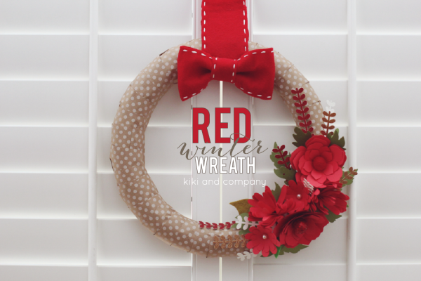 DIY Red Winter Wreath at kiki and company #cricutexplore