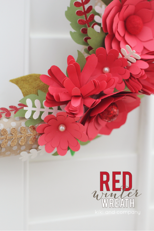 DIY Red Winter Wreath at kiki and company. LOVE this wreath!  #cricutexplore