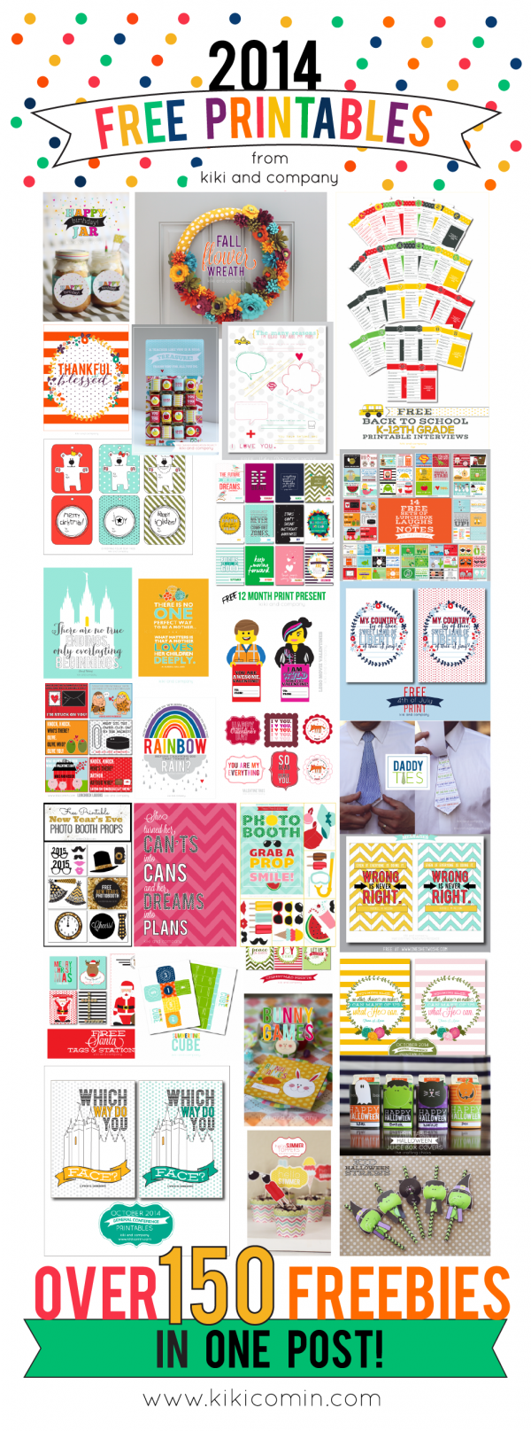 2014 Free Printables from Kiki and Company. Over 150 free printables in one post!