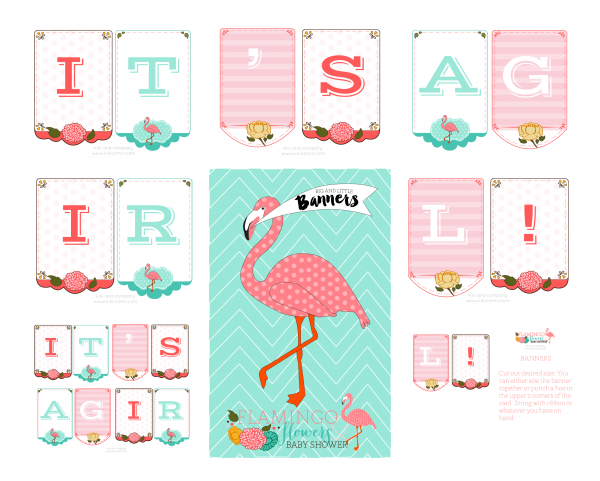 Flamingo and Flowers Baby Shower. Cute Girl Baby Shower.