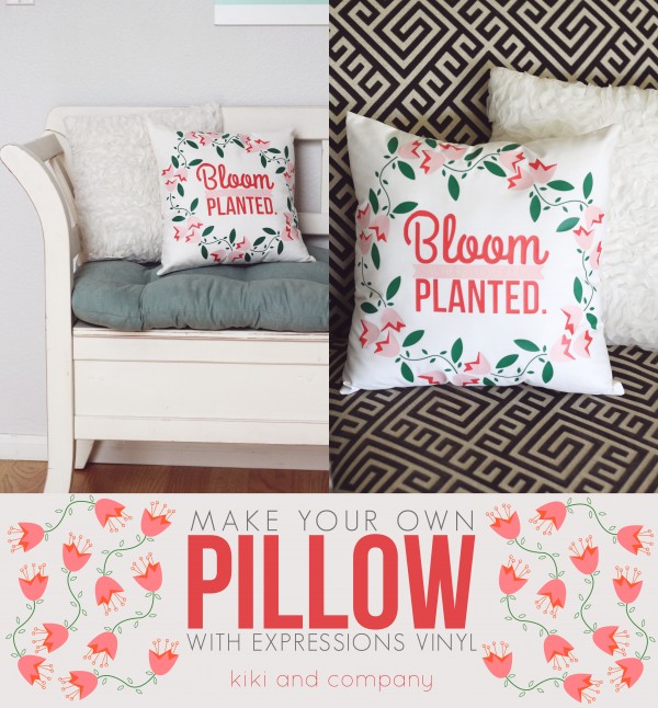 Make your own pillow with Expressions Vinyl at kiki and company