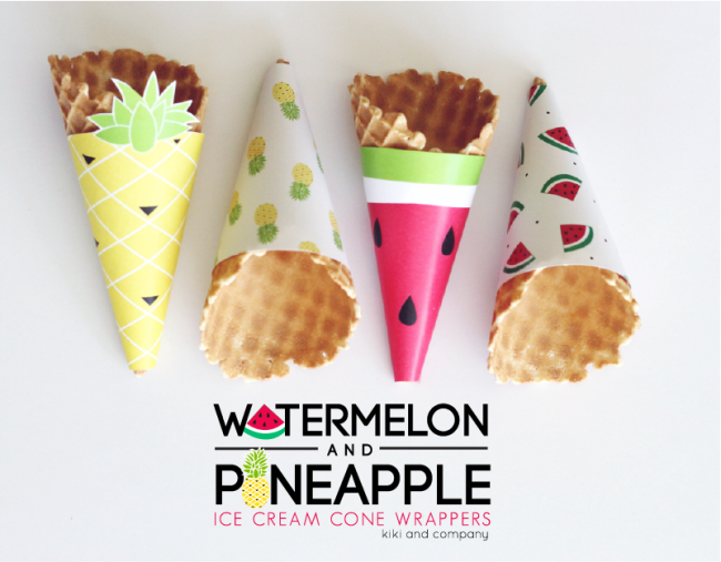 Watermelon and Pineapple Ice Cream Cone Wrappers. LOVE!
