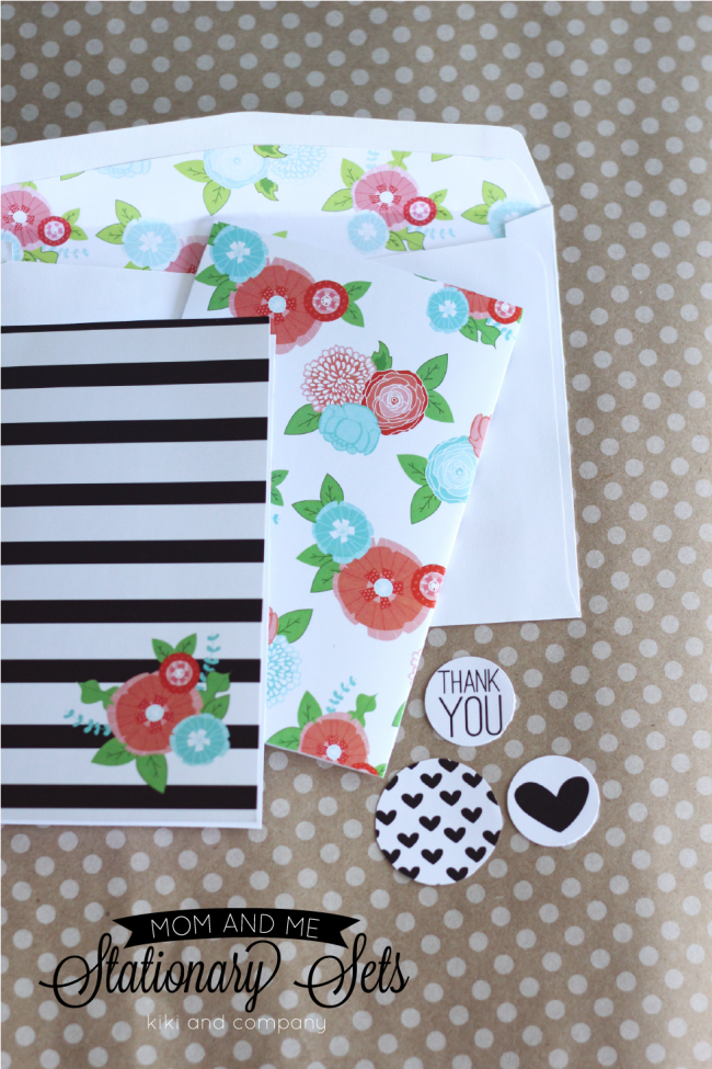 Free Mom and Me Stationary Sets from Kiki and Company. Flowers and Stripes. Cute!