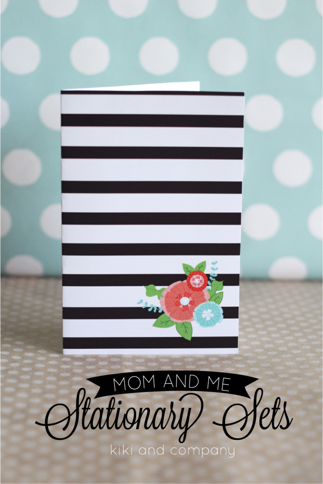 Free Mom and Me Stationary Sets from Kiki and Company. Flowers and Stripes.