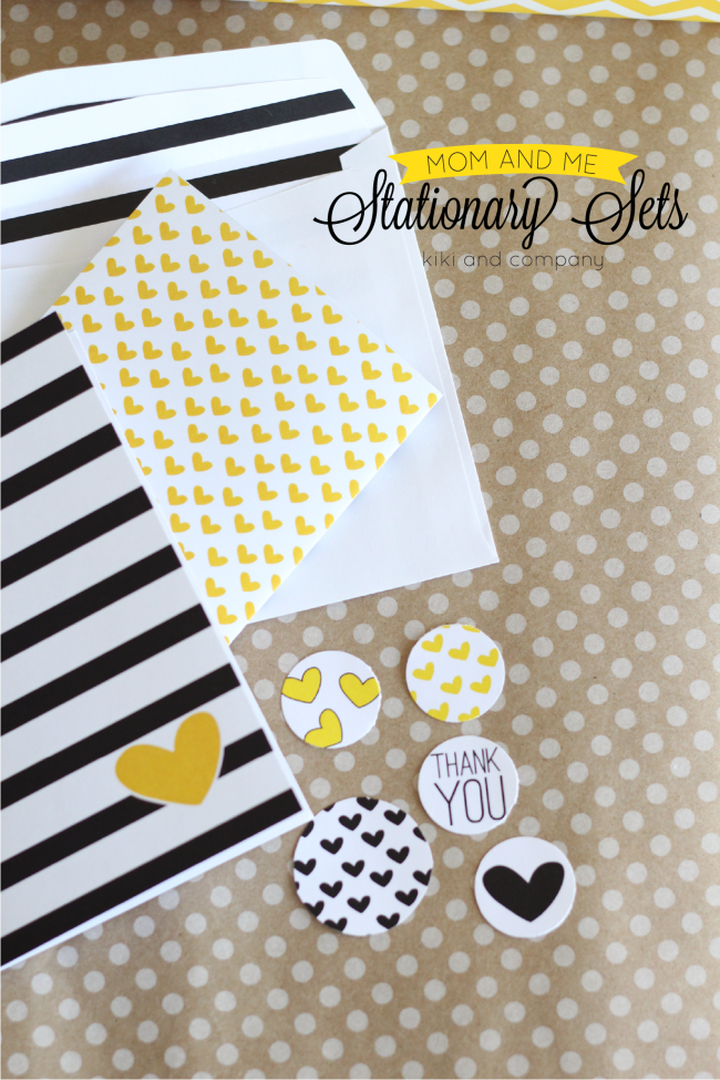 Free Mom and Me Stationary Sets from Kiki and Company. Hearts and Stripes