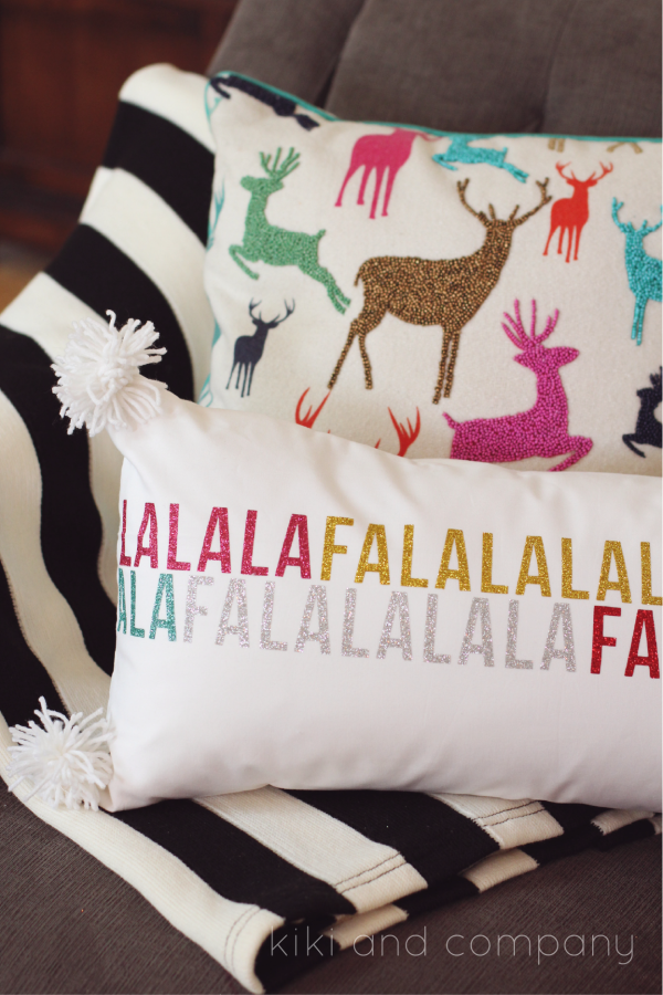 Fa la la la pillow from kiki and company. #expressionsvinyl Cute pillow.