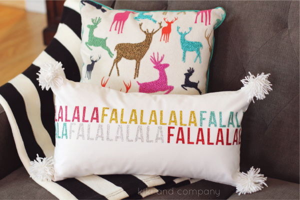 Fa la la la pillow from kiki and company. #expressionsvinyl Love this!