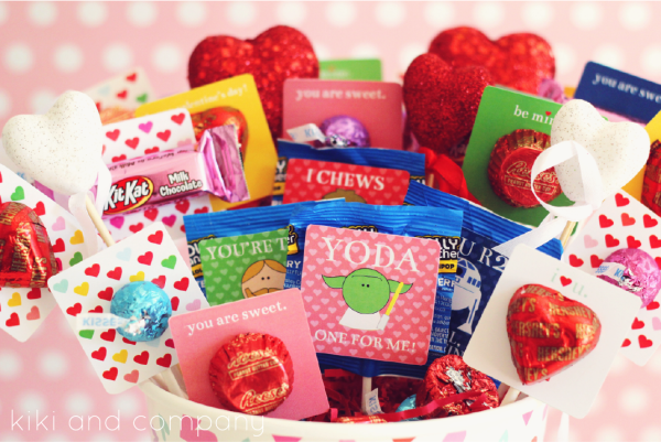 Valentine's Baskets with Hershey / Free Printable Valentines - Kiki &  Company