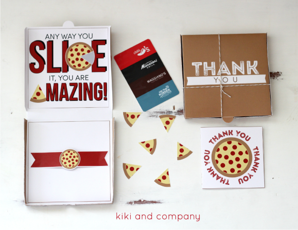 Teacher Appreciation Pizza Box Card from kiki and company. Super fun!