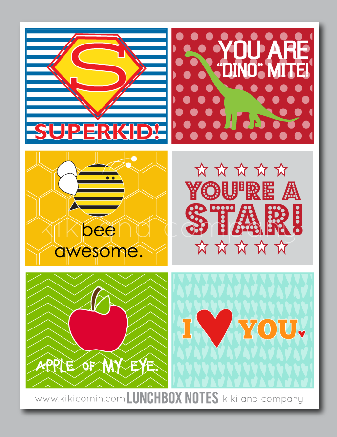 Free Lunchbox Notes for Kids {free printable} Kiki & Company