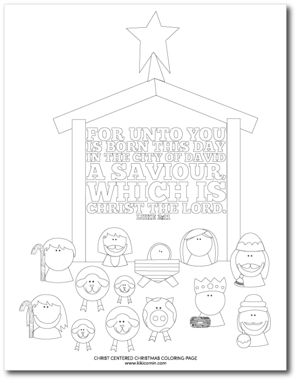 A free printable of a Nativity Coloring page that you can use at Christmas dinner, church or anytime you need a quick activity for your kiddos.