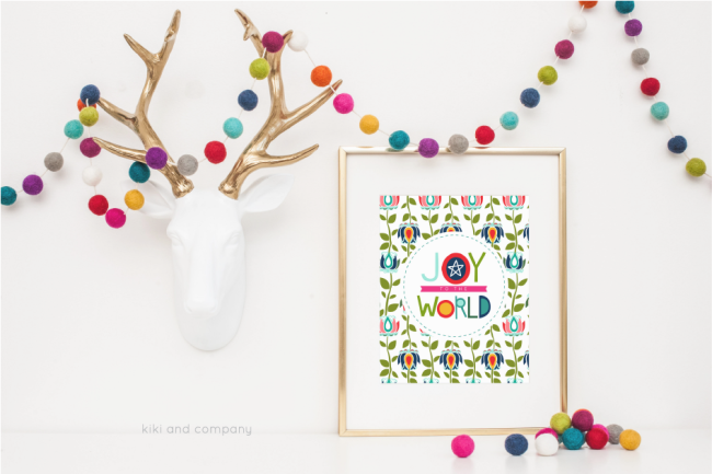 Holidays: Free printable Joy to the World print from Kiki & Co.  Print this adorable art to hang in your home for Christmas! via thirtyhandmadedays.com