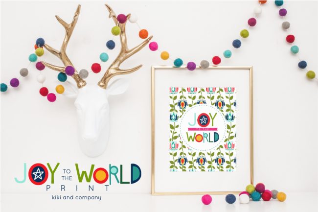 Holidays: Free printable Joy to the World print from Kiki & Co.  Print this adorable art to hang in your home for Christmas!