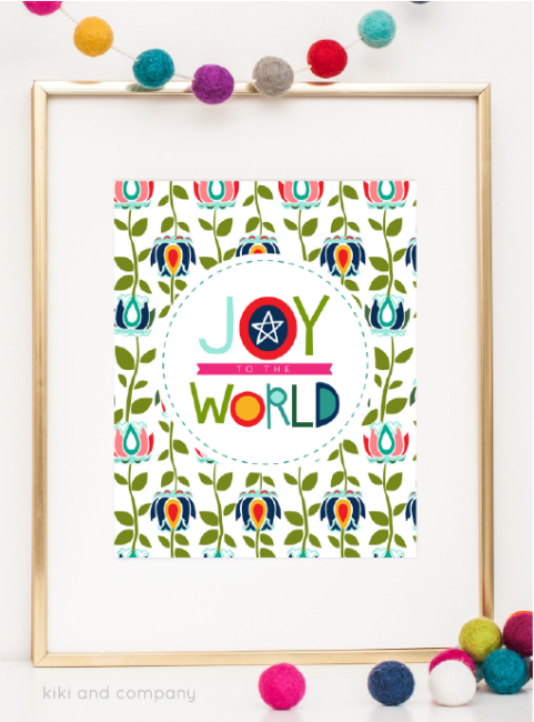 Holidays: Free printable Joy to the World print from Kiki & Co.  Print this adorable art to hang in your home for Christmas! via www.thirtyhandmadedays.com