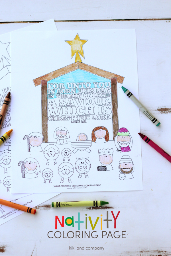 A free printable of a Nativity Coloring page that you can use at Christmas dinner, church or anytime you need a quick activity for your kiddos.