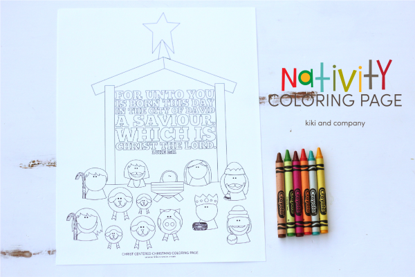 A free printable of a Nativity Coloring page that you can use at Christmas dinner, church or anytime you need a quick activity for your kiddos.