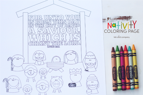 A free printable of a Nativity Coloring page that you can use at Christmas dinner, church or anytime you need a quick activity for your kiddos.